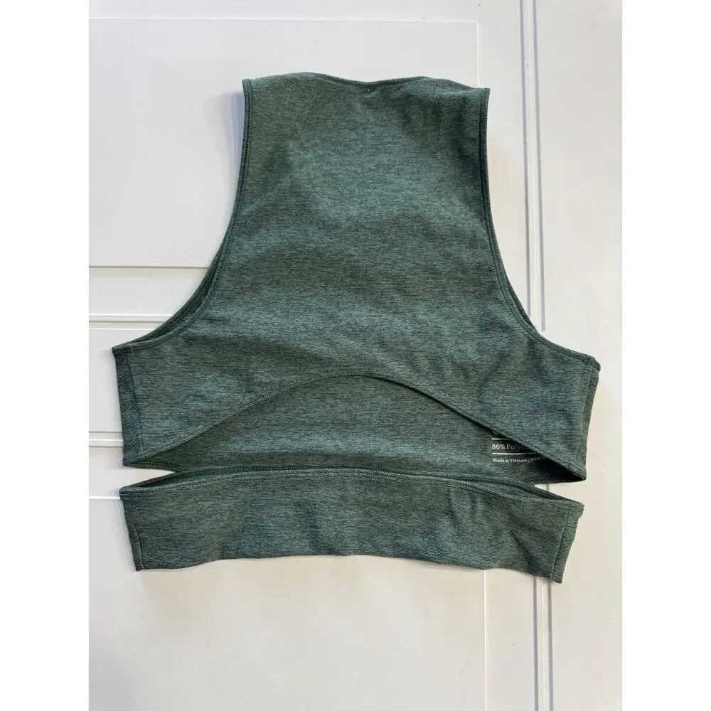 OUTDOOR VOICES Heather Green Slashback Crop Top High Neck Women's Medium - Picture 6 of 6